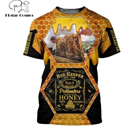 Bee Keeper 3D Printed men t shirt Pure Raw Honey Harajuku Fashion Short sleeve shirt summer Hipster Casual Unisex tops MF-45