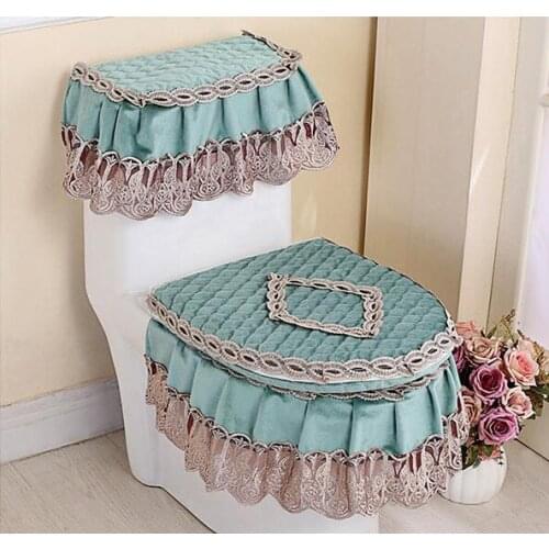 Fyjafon 3pcs Toilet Seat Cover Set Winter Overcoat Toilet Case Fashion Warm Toilet Seat Cover Bathroom Lace Decoration Cover