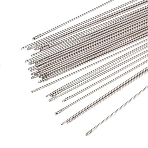 75mm-160mm Steel Beading Needles for Threading String Cord Sewing JewelryMaking Tool About 34pcs-38pcs/bag