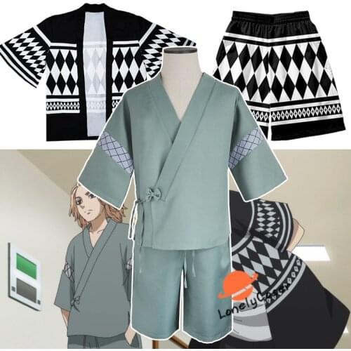 Anime Tokyo Revengers Manjiro Sano Hanagaki Takemichi Cosplay Costume Japanese Kimono Cloak Summer Top Shorts Pajamas Party