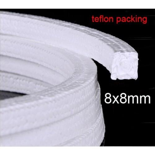 8mm PTFE packing sealing tape seal belt Pure PTFE Oil Packing polytef sealing strip Corrosion resistant acid base pressure