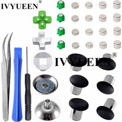 IVYUEEN Magnetic Metal Bullet Buttons for Dualshock 4 Playstation 4 PS4 Pro Slim Controller Thumbsticks Grips D-pad Accessories