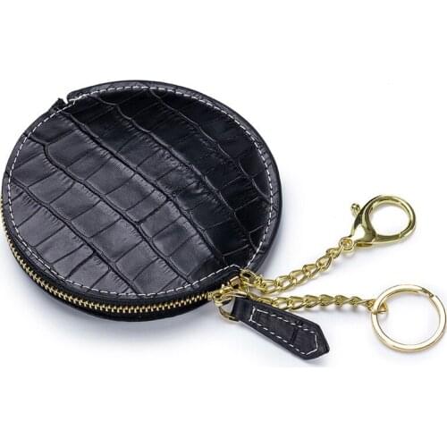 Mini Crocodile Bag Woman Wallet Genuine Leather Coin Purse Lady Small Change Pocket Storage Bag Cover Round