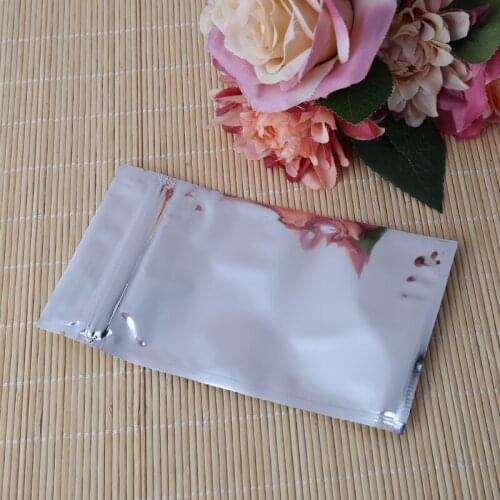 50 Pcs 10x17.5cm Silver Aluminum Foil Mylar Recloeable Ziplock Bag Front Clear Leak Proof