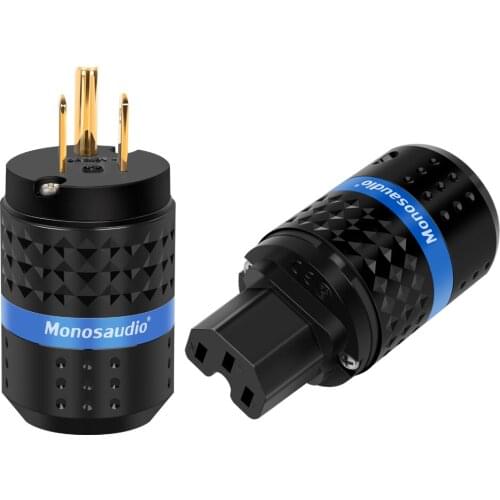 Monosaudio M102G/F102G High Quality Pure Copper Gold Plate US AC Power Plug IEC320 C13 Connector for Audio DIY Mains Power Cable