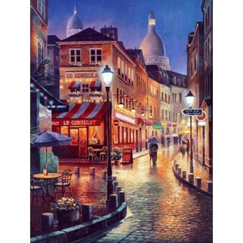 Landscape Street View Scenery Cross Stitch DIY Embroidery Set Handicraft Handiwork Knitting Needlework Wholesale Sales Counted