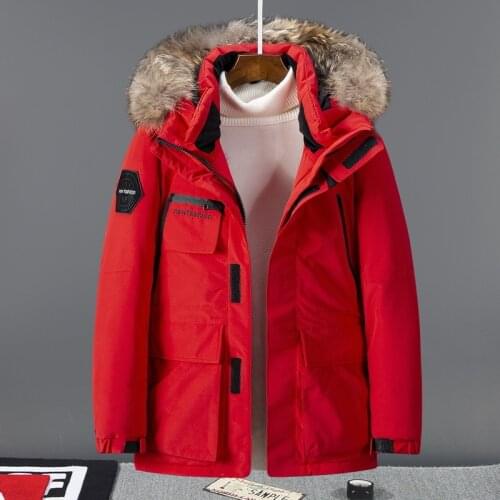 2019 New Style MenS Wear Short Outdoor down Jacket Raccoon Large Fur Collar Thick Warm Jacket