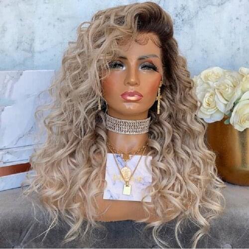 Human Hair Wig Highlight Ombre Platinum Ash Blonde Long Wavy Lace Front Wigs Pre Plucked Brazilian Remy 180Density Bleach Knots