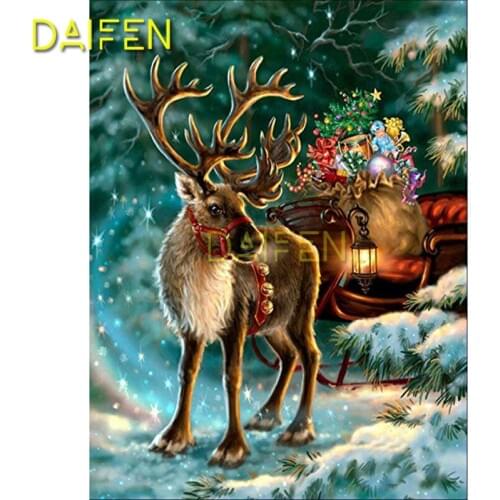 Full Round Diamond painting Cross stitch 5D DIY Diamond embroidery Full Square Diamond mosaic Christmas reindeer sled gift