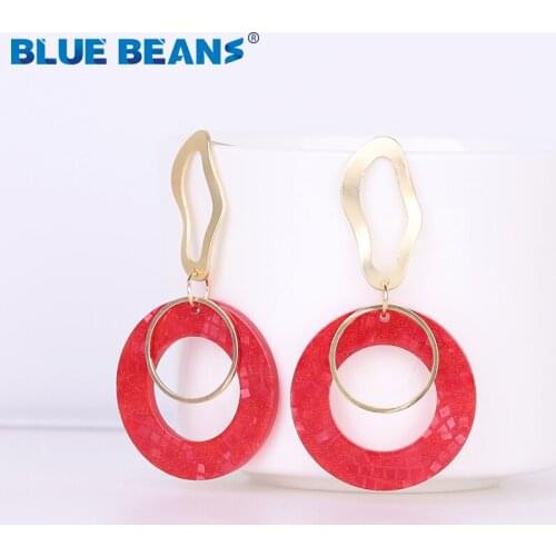 BLUE BEANS acrylic Round earrings fashion long earrings women jewelry bohemian Shiny drop earrings boho minimalist earring