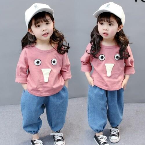 Special Offer 2020 Spring Fall Girls Cartoon Cotton Long Sleeve Clothing Set Baby Kids Loose Casual Clothes Childrens Wear X188