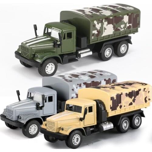 Alloy military car toy children simulation transport car boy light music pull back model car