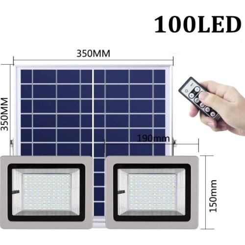 Waterproof Solar Spotlight 36W 60W 80W 100W LED Floodlight Outdoor Path Garden Solar Flood Light for Road Hotel Pool Pond Roof