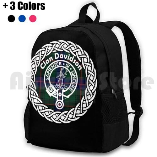 Clan Davidson Surname Last Name Tartan Crest Badge Outdoor Hiking Backpack Waterproof Camping Travel Davidson Heraldry Coat Of