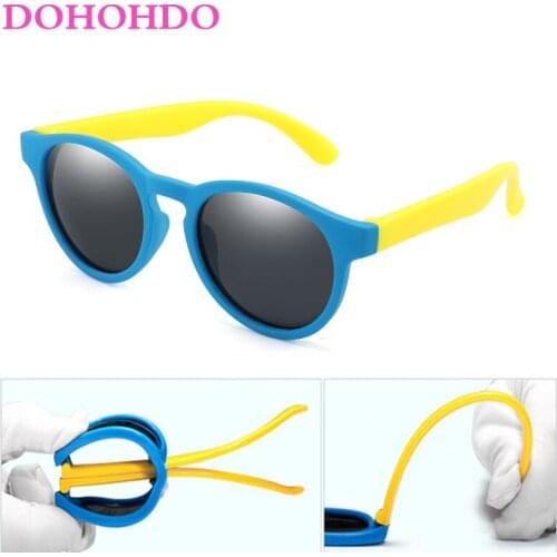 DOHOHDO Kids Sunglasses Children Round Polarized TR90 Sun Glasses Girls Boys Colorful Silicone Baby Gafas UV400 Oculos De Sol
