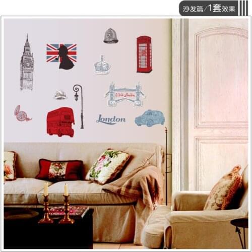 115*92cmZY9103 adhesive 3d wall stickers London removable wall art decorations living room diy decals