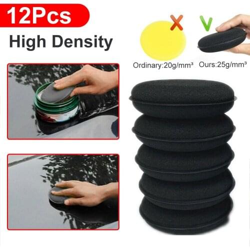 12pcs Car Waxing Polish Foam Sponge Wax Applicator Cleaning Detailing Pads Kit High Density Foam Sponge