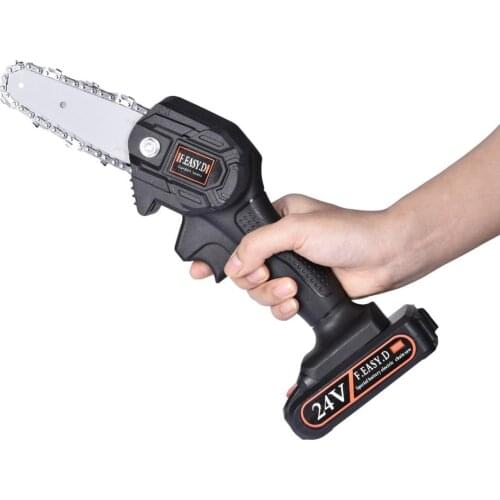 24V Mini Electric Handheld Chainsaw 4-Inch Cordless Portable Pruning Shears Lithium Battery Chainsaw for Wood Cutting