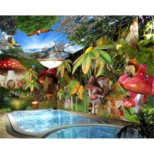 3d Wallpaper for Living Room Bedroom Mushroom House In The Woods Fairy House Full Wall Background HD Wallpaper