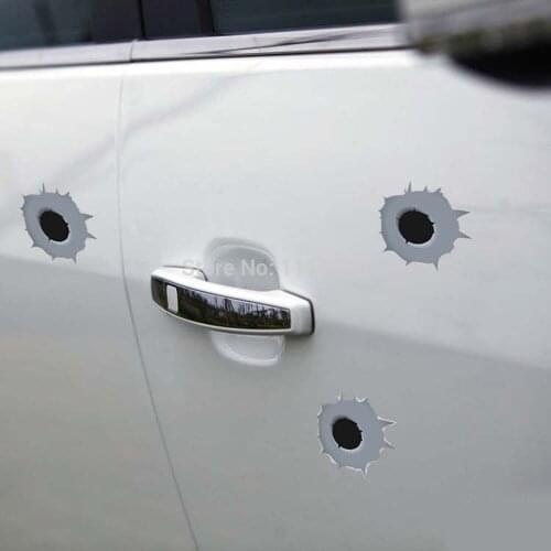60 x Funny Simulation Gun Bullet Hole Stickers Car Decal for Toyota Ford Chevrolet Volkswagen VW Honda Hyundai Kia Lada