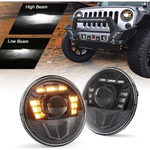 7 Inch 60W Led Headlights High Low Beam Yellow Turn Single Left/Right Hand Drive For Jeep Wrangler