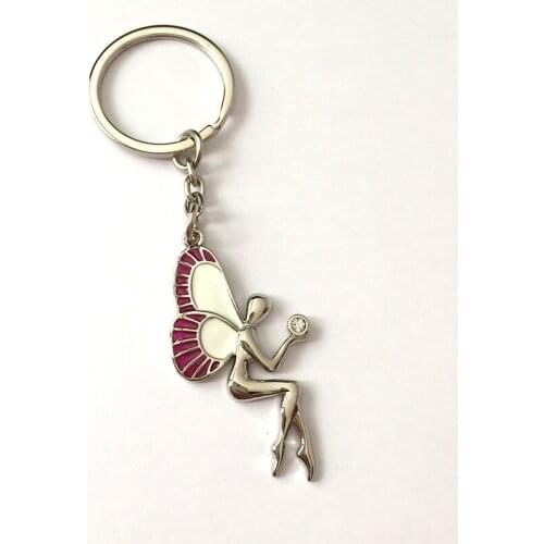 FREE SHIPPING BY DHL 200pcs/lot 2015 Wholesale Zinc Alloy Metal Mini Ballet Girl Keychains Angel Keyrings for Lovers