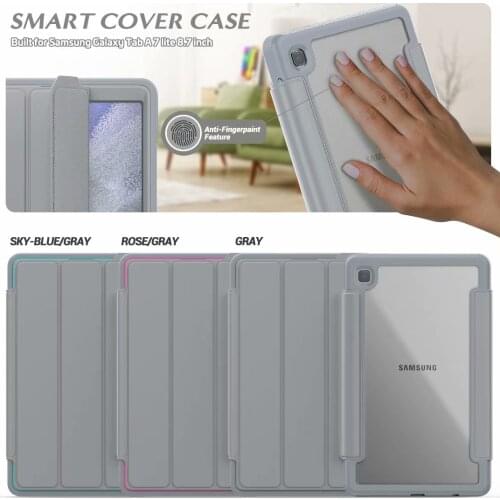 Harmless products Smart Case for Samsung Galaxy Tab A7 Lite 8.7 SM-T220 T225 2021 Transparent Back Cover Case+pen
