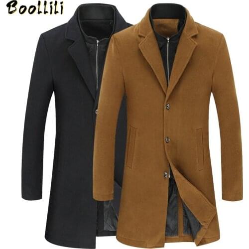 Boollili Plus Size Mens Woolen Coat Man Long Winter Coat For Men 6xl 7xl Mens Windbreakers Overcoat Casaco Masculino