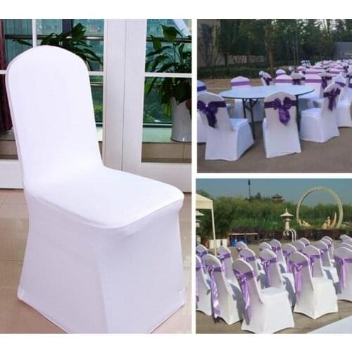 White Spandex Chair Cover Wedding Chair Covers for Weddings Party Decorations Banquet Hotel 100pcs/lot SN1426