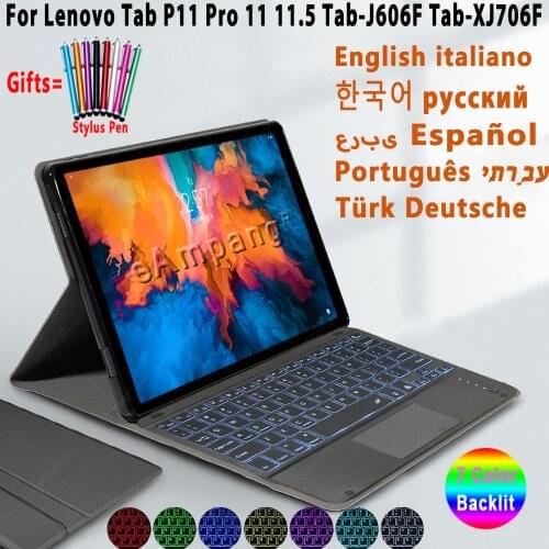 Case Keyboard For Lenovo Tab P11 Pro 11 11.5 Tab-J606F Tab-XJ706F Cover Russian Spansih Korean Keyboard for Lenovo Tab P11 Pro