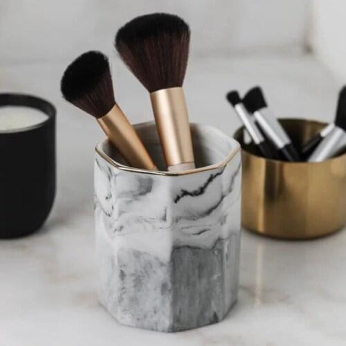 Chinese Style Makeup Brush Storage Box Cylindrical Box Lipstick Brush Pen Holder Storage Box Ceramic Container Household Storage