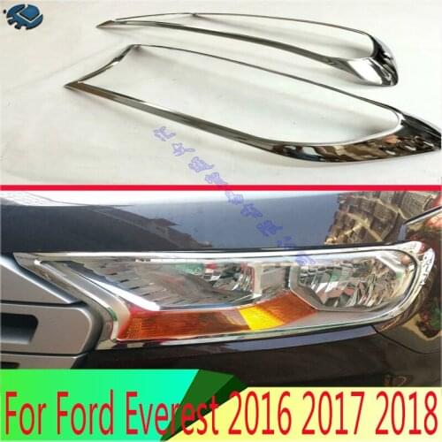 For Ford Everest 2016 2017 2018 ABS Chrome Front Head Light Headlight Lamp Cover Trim Molding Frame
