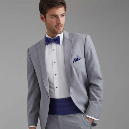 Custom Made To Measure Pale Grey Men Suit,Bespoke Ash Gray Groom Tuxedos For Men