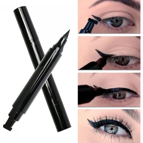 Custom Logo Eyeliner Stamp Pen Double-headed Winged Makeup Eye Liner Template Seal Eyeliner Make up Cosmetics Tool Wholesale
