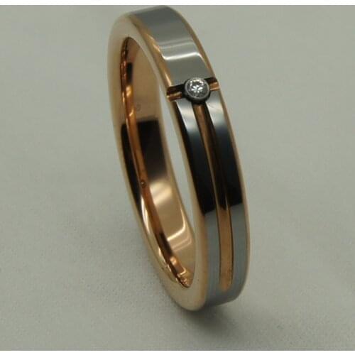 Rare 4mm 2tone rose gold plating cz inlayed hi-tech scratch proof wedding tungsten ring 1pc
