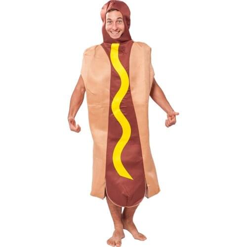 Halloween Party Costume for Adult Hot Dog Costume Men Funny Hotdog Cosplay Carnival Party Role Play Fancy Costumes