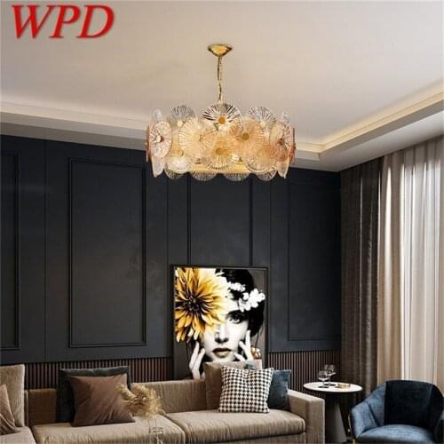 WPD Chandelier Gold Pendant Lamp Postmodern Home Round Light Fixture for Living Dining Room