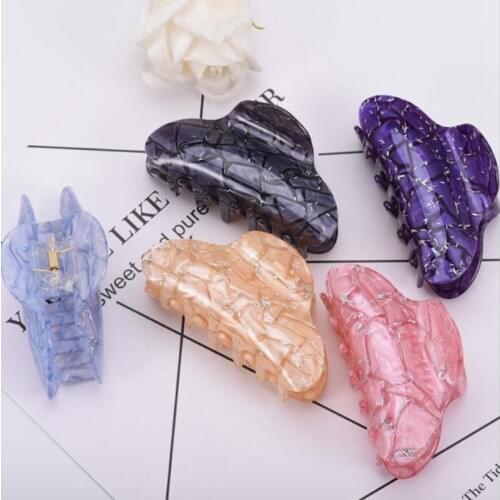 Fashion Women Lady Candy Colors Acrylic Hair Claw Hair Clips Barrette Crab Clamp Hair Accessories Headwear