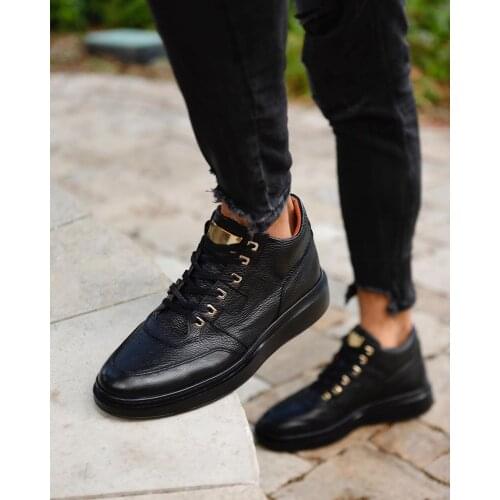 Men Casual Shoes Black Men Boots Lightweight Comfortable Breathable Walking Sneakers Leather Men Shoes Leather Men Casual Shoes