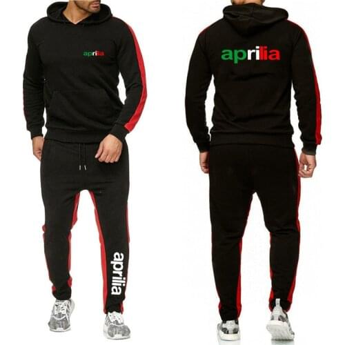 Motorcycle Aprilia New Mens Print Set Harajuku Zipper Hooded Jackets Sport Suits College Male Hoodies Casual Sweatpant Set