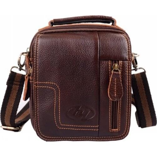 2020 New Business Travel Mens Genuine Leather Solid Color Messenger Bag Classic Design Casual Cowhide Leather Messenger Bag