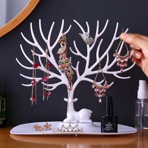 New Antler Tree Jewelry Hanger 3D Deer Shape Necklace Bracelet Earrings Jewelry Box Display Stand Household Tray Storage Rac
