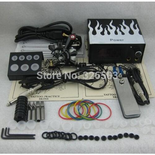 One Tattoo Machine Digital Power Needles Tips Beginner Kit Set Supply TKS114