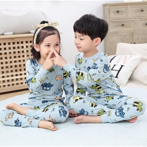 Autumn Kids Cotton Pajamas Set For Boys Girls Home Clothing 2pcs/set Tshirt+Pants Pijamas Suit Toddler Baby Sleepwear Nightwear