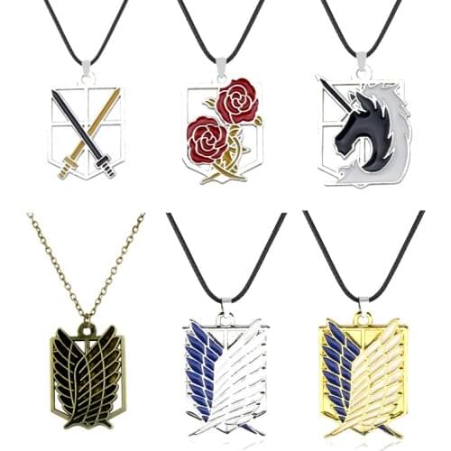 Attack On Titan Necklace Wings Of Freedom Eren Scout Legion Stationary Guard Military Police Trainee Squad Pendant Anime Jewelry