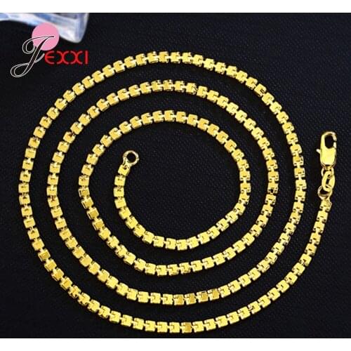 Amazing Style 16-24 Inch Necklace Chains For Women/Men 925 Sterling Silver Birthday Party/Anniversary Chains Square Shape