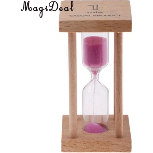 MagiDeal 1 Minutes Wooden Frame Hourglass for Kids Brushing Timer Kitchen Cooking Timer - Purple