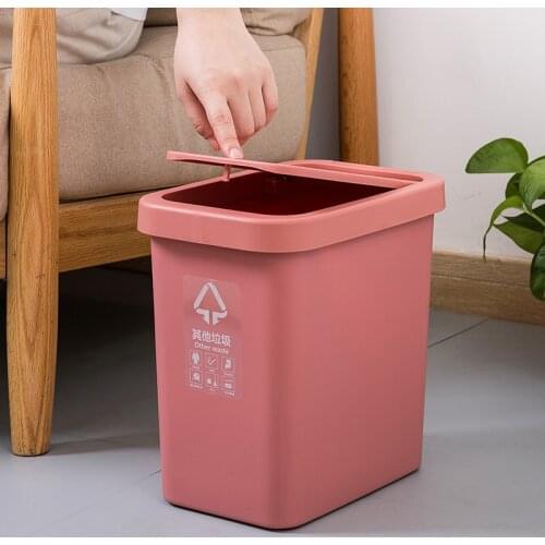 Trash can plastic squar press type trash bin Home kitchen bathroom crevice garbage can living room large paper bucket mx10141149