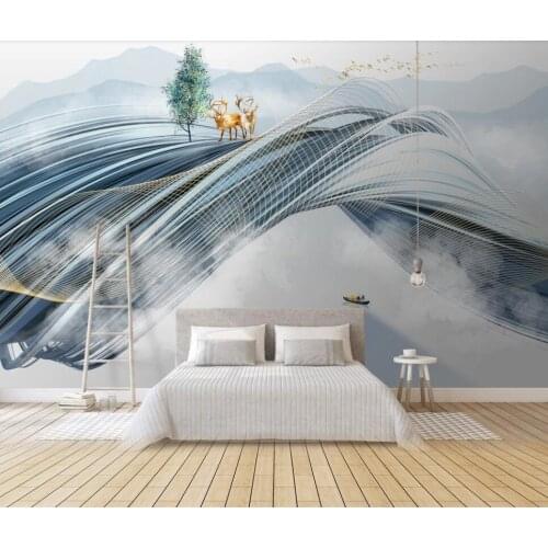 Milofi custom wallpaper mural abstract three-dimensional ink landscape scenery elk background wall decoration wallpaper