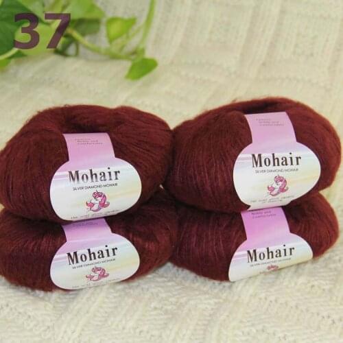 Sale New 4BallsX25g Luxury Soft Mohair Warm Wrap Shawl Hand Knit Crochet Yarn 291-37-4Burgundy